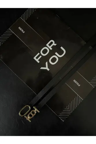 2'li Gold Tokalı İnce Kemer, Pantolon Kemeri, Gömlek Kemeri, Ceket Kemeri-Siyah2li - 6