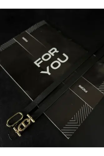 2'li Gold Tokalı İnce Kemer, Pantolon Kemeri, Gömlek Kemeri, Ceket Kemeri - Siyah2li - 4