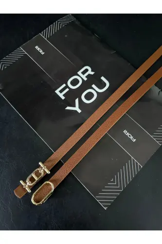 2'li Gold Tokalı İnce Kemer, Pantolon Kemeri, Gömlek Kemeri, Ceket Kemeri-Taba2li - FIORI (1)