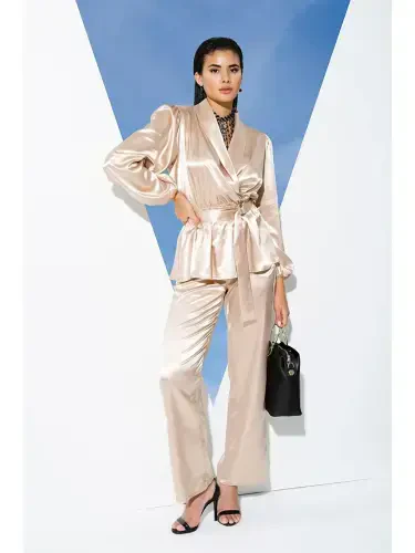 Bej 2'li Hem İçeride Hem Dışarıda Taş Pijama Takım-Bej - LC WAIKIKI (1)