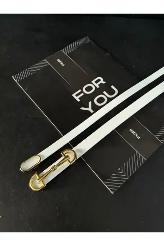 2’li Ithal Oval Gold Tokalı Ince Kemer, Pantolon Kemeri, Gömlek Kemeri, Ceket Kemeri-Beyaz2li - 1