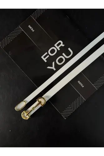 2’li Ithal Oval Gold Tokalı Ince Kemer, Pantolon Kemeri, Gömlek Kemeri, Ceket Kemeri-Beyaz2li - 3