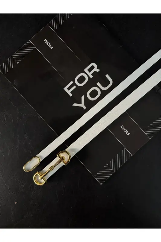 2’li Ithal Oval Gold Tokalı Ince Kemer, Pantolon Kemeri, Gömlek Kemeri, Ceket Kemeri-Beyaz2li - 3