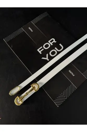 2’li Ithal Oval Gold Tokalı Ince Kemer, Pantolon Kemeri, Gömlek Kemeri, Ceket Kemeri-Beyaz2li - FIORI (1)