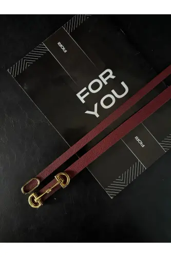 2’li Ithal Oval Gold Tokalı Ince Kemer, Pantolon Kemeri, Gömlek Kemeri, Ceket Kemeri-Bordo2li - 3