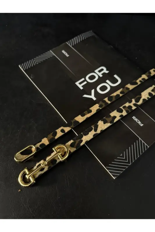 2’li Ithal Oval Gold Tokalı Ince Kemer, Pantolon Kemeri, Gömlek Kemeri, Ceket Kemeri-Leopar2li - FIORI