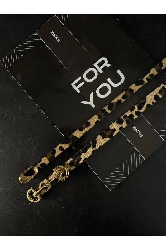 2’li Ithal Oval Gold Tokalı Ince Kemer, Pantolon Kemeri, Gömlek Kemeri, Ceket Kemeri-Leopar2li - 3