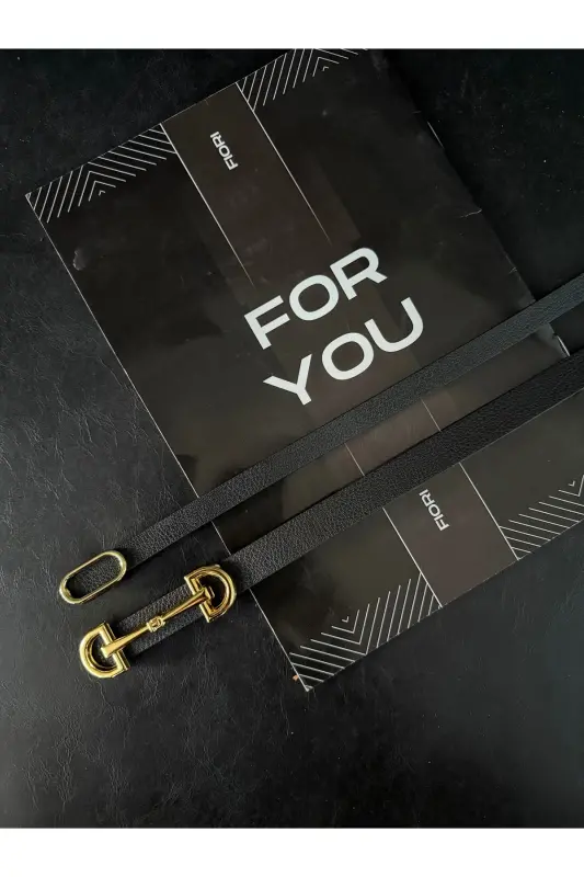 2’li Ithal Oval Gold Tokalı Ince Kemer, Pantolon Kemeri, Gömlek Kemeri, Ceket Kemeri-Siyah2li - 3