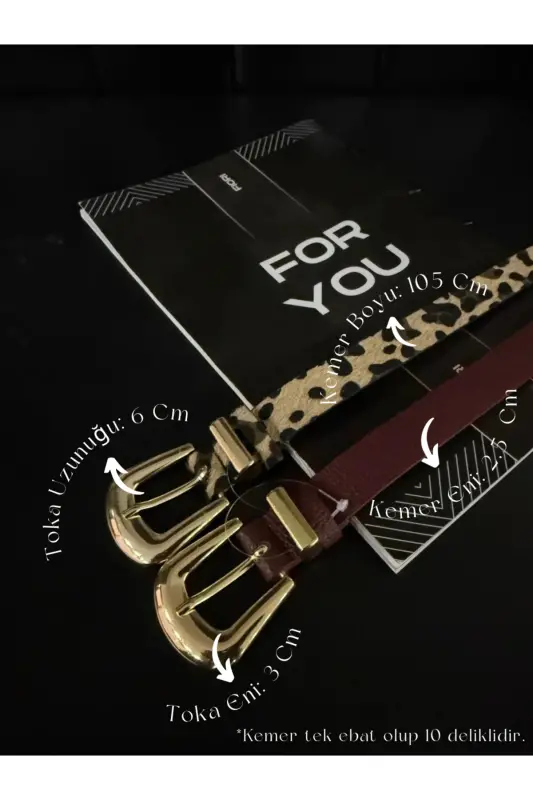 2'li Köprü Toka Uç Takım Kadın Pantolon Kemeri, Ceket Kemeri, Elbise Kemeri, Gömlek Kemeri-Bordo - FIORI