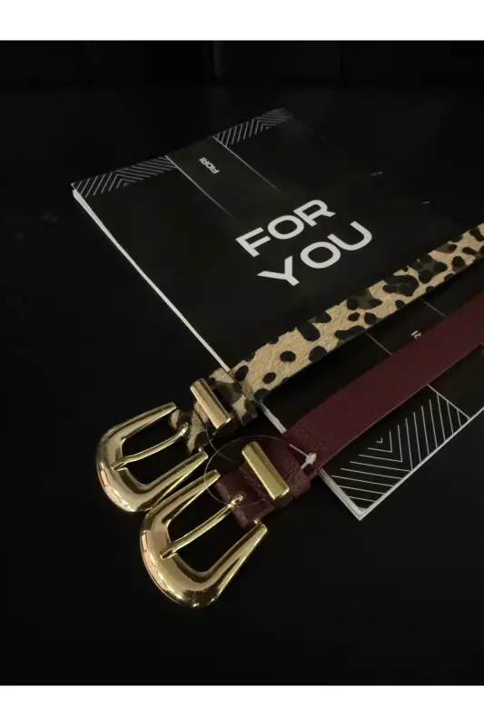 2'li Köprü Toka Uç Takım Kadın Pantolon Kemeri, Ceket Kemeri, Elbise Kemeri, Gömlek Kemeri-Bordo - 3