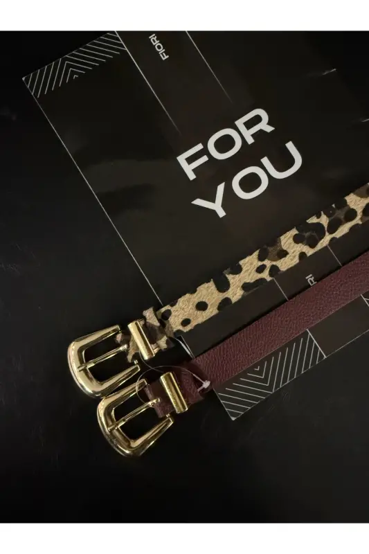 2'li Köprü Toka Uç Takım Kadın Pantolon Kemeri, Ceket Kemeri, Elbise Kemeri, Gömlek Kemeri-Bordo - 4