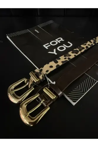 2'li Köprü Toka Uç Takım Kadın Pantolon Kemeri, Ceket Kemeri, Elbise Kemeri, Gömlek Kemeri-Kahve - FIORI (1)