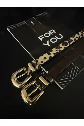 2'li Köprü Toka Uç Takım Kadın Pantolon Kemeri, Ceket Kemeri, Elbise Kemeri, Gömlek Kemeri-Kahve - 3