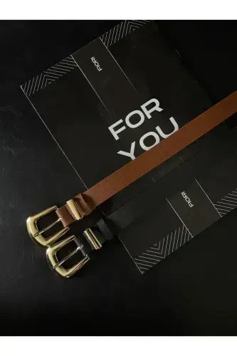 2’li Köprü Toka Uç Takım Kadın Pantolon Kemeri, Ceket Kemeri, Elbise Kemeri, Gömlek Kemeri-Siyah - 2