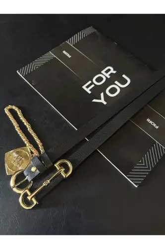 2li Kral Zincirli Madalyon Detaylı Kadın Pantolon Kemeri, Ceket Kemeri, Elbise Kemeri, Gömlek Kemeri-Siyah2li - 1