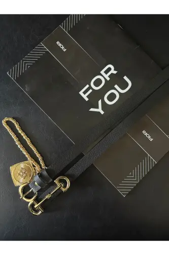 2li Kral Zincirli Madalyon Detaylı Kadın Pantolon Kemeri, Ceket Kemeri, Elbise Kemeri, Gömlek Kemeri-Siyah2li - 3