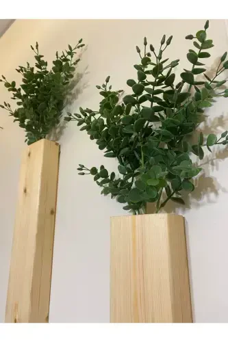 2 Li Ledli Ahşap Çiçeklik Dekoratif Aydınlatma Yapay Çiçek Balkon Dekor Bohem Rustik Pil Hariç 40cm-Şeffaf - 3