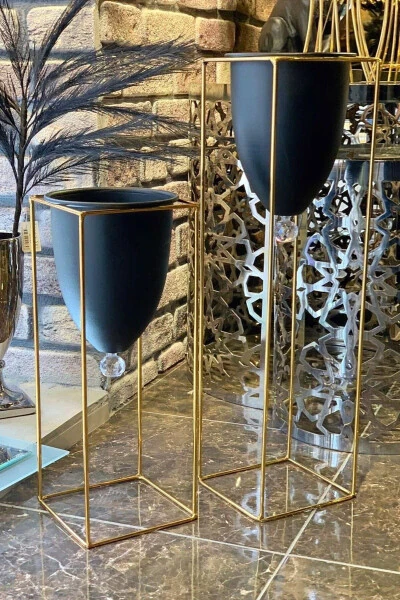 2'li Metal Ayaklı Saksı Çiçeklik-turkuaz - TASARIM EVI