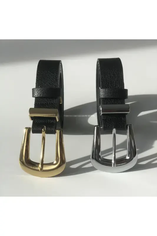 2'ли Мост Пряжка Кончик Комплект Женский Брючный Ремень, Ремень для Куртки, Ремень для Платья, Ремень для Рубашки-Черный - 3