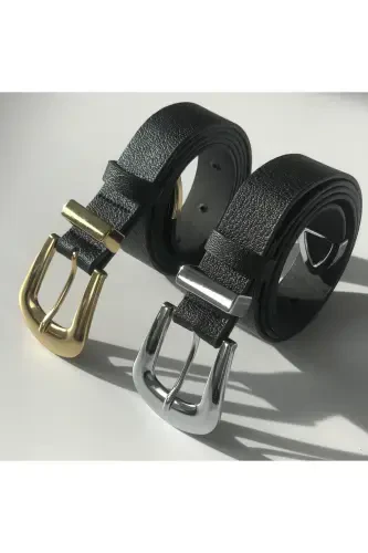 2'ли Мост Пряжка Кончик Комплект Женский Брючный Ремень, Ремень для Куртки, Ремень для Платья, Ремень для Рубашки-Черный - 4