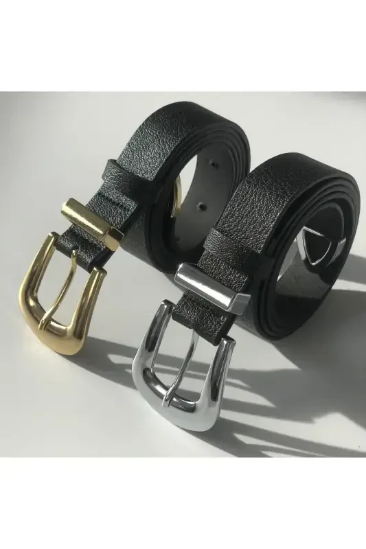 2'ли Мост Пряжка Кончик Комплект Женский Брючный Ремень, Ремень для Куртки, Ремень для Платья, Ремень для Рубашки-Черный - 4