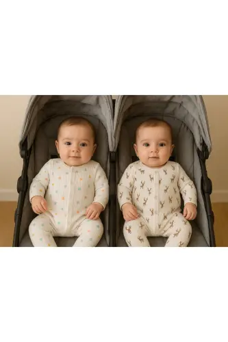 2'li Organik Bebek Tulum-Ekrukarışıkrenk - 4