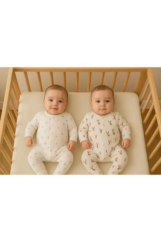 2'li Organik Bebek Tulum-Ekrukarışıkrenk - 3