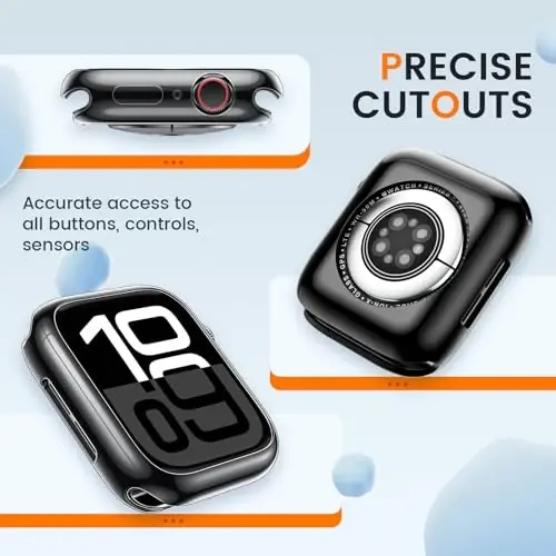 [2 Pack] Goton Bumper Case for Apple Watch 42mm, [No Screen Protector] Slim Soft TPU Shockproof Case Cover Bumper Protector Accessories for iWatch Series 11 Series 10, 42mm Black+Black - 4