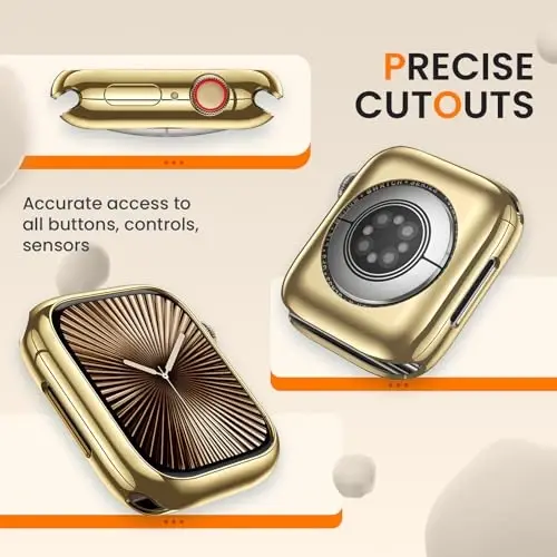 [2 Pack] Goton Bumper Case for Apple Watch 42mm, [No Screen Protector] Slim Soft TPU Shockproof Case Cover Bumper Protector Accessories for iWatch Series 11 Series 10, 42mm Gold+Gold - 4