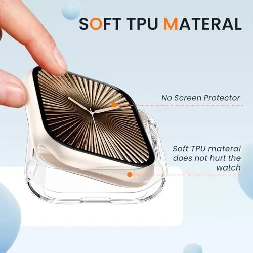 [2 Pack] Goton Bumper Case for Apple Watch 46mm, [No Screen Protector] Slim Soft TPU Shockproof Case Cover Bumper Protector Accessories for iWatch Series 11 Series 10, 46mm Clear+Clear - 5