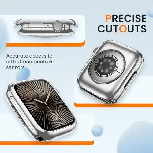 [2 Pack] Goton Bumper Case for Apple Watch Series 10 42mm, Ultra Thin Soft TPU Shockproof Case Cover Bumper Protector for iWatch Accessories (No Screen Protector) 42mm Silver+Silver - 4