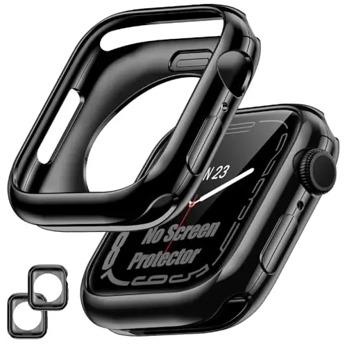 [2 Pack] Goton Bumper Case for Apple Watch Series 10 46mm, Ultra Thin Soft TPU Shockproof Case Cover Bumper Protector for iWatch Accessories (No Screen Protector) 46mm Black+Black - 1