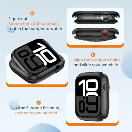 [2 Pack] Goton Bumper Case for Apple Watch Series 10 46mm, Ultra Thin Soft TPU Shockproof Case Cover Bumper Protector for iWatch Accessories (No Screen Protector) 46mm Black+Black - GOTON (1)