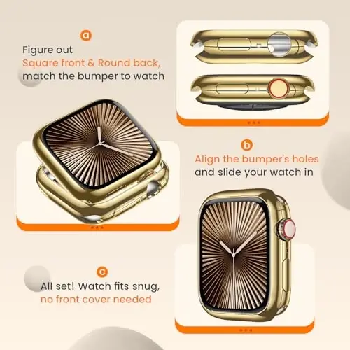 [2 Pack] Goton Bumper Case for Apple Watch 46mm, [No Screen Protector] Slim Soft TPU Shockproof Case Cover Bumper Protector Accessories for iWatch Series 11 Series 10, 46mm Gold+Gold - 2