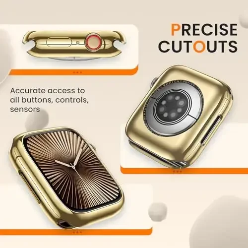 [2 Pack] Goton Bumper Case for Apple Watch Series 10 46mm, Ultra Thin Soft TPU Shockproof Case Cover Bumper Protector for iWatch Accessories (No Screen Protector) 46mm Gold+Gold - 4