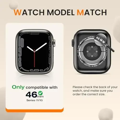 [2 Pack] Goton Bumper Case for Apple Watch Series 10 46mm, Ultra Thin Soft TPU Shockproof Case Cover Bumper Protector for iWatch Accessories (No Screen Protector) 46mm Gold+Gold - 6