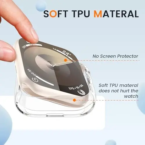 [2 Pack] Goton Bumper Case for Apple Watch 41mm, [No Screen Protector] Slim Soft TPU Shockproof Case Cover Bumper Protector Accessories for iWatch Series 9/8/7, 41mm Clear+Black - 6