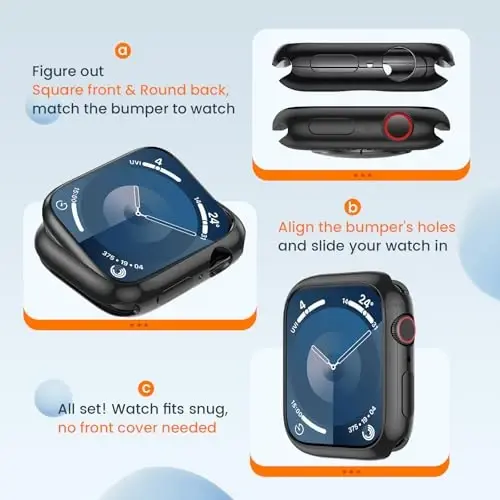 [2 Pack] Goton Bumper Case for Apple Watch Series 9 8 7 45mm, Ultra Thin Soft TPU Shockproof Case Cover Bumper Protector for iWatch Accessories (No Screen Protector) 45mm Black+Black - 3