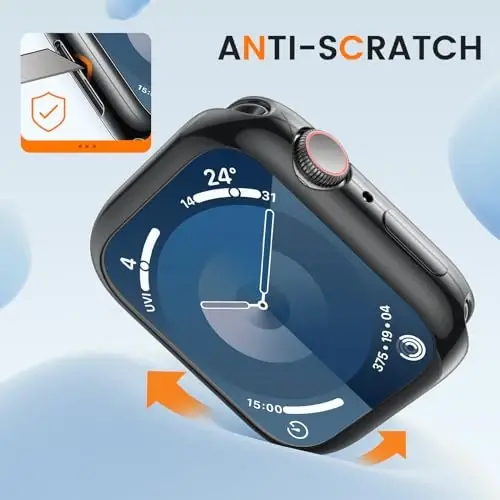 [2 Pack] Goton Bumper Case for Apple Watch Series 9 8 7 45mm, Ultra Thin Soft TPU Shockproof Case Cover Bumper Protector for iWatch Accessories (No Screen Protector) 45mm Black+Black - 4