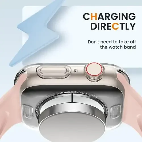 [2 Pack] Goton Bumper Case for Apple Watch Series 9 8 7 45mm, Ultra Thin Soft TPU Shockproof Case Cover Bumper Protector for iWatch Accessories (No Screen Protector) 45mm Clear+Clear - 6