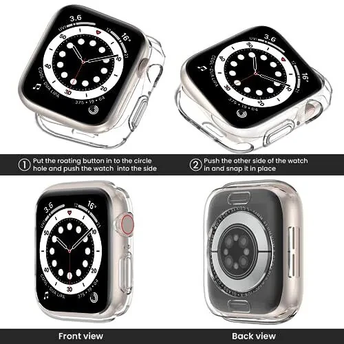 [2 Pack] Goton Bumper Case for Apple Watch 44mm, [No Screen Protector] Slim Soft TPU Shockproof Case Cover Bumper Protector Accessories for iWatch SE 3/SE 2/SE, Series 6/5/4, 44mm Clear+Black 