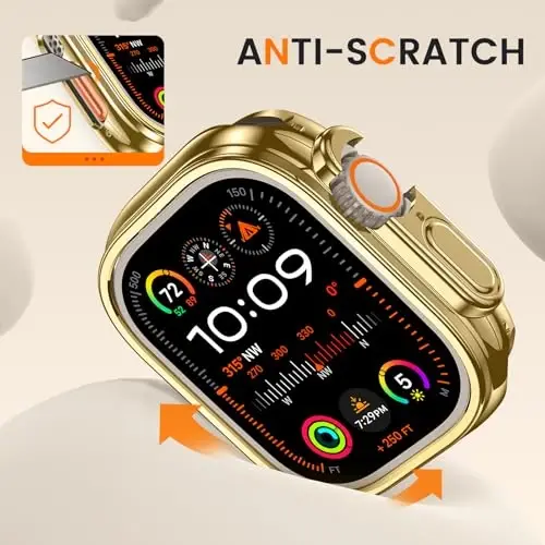 [2 Pack] Goton Bumper Case for Apple Watch Series Ultra 2 Ultra 49mm, Ultra Thin Soft TPU Shockproof Case Cover Bumper Protector for iWatch Accessories (No Screen Protector) 49mm Gold+Gold - 3