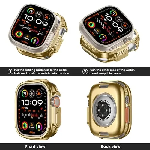 [2 Pack] Goton Bumper Case for Apple Watch Series Ultra 2 Ultra 49mm, Ultra Thin Soft TPU Shockproof Case Cover Bumper Protector for iWatch Accessories (No Screen Protector) 49mm Gold+Gold - GOTON (1)