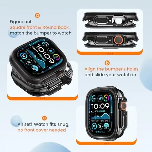 [2 Pack] Goton Bumper Case for Apple Watch 49mm, [No Screen Protector] Slim Soft TPU Shockproof Case Cover Bumper Protector Accessories for iWatch Ultra 3/Ultra 2/Ultra, 49mm Black+Black - 2