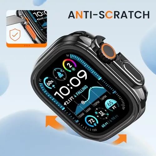[2 Pack] Goton Bumper Case for Apple Watch 49mm, [No Screen Protector] Slim Soft TPU Shockproof Case Cover Bumper Protector Accessories for iWatch Ultra 3/Ultra 2/Ultra, 49mm Black+Black - 3