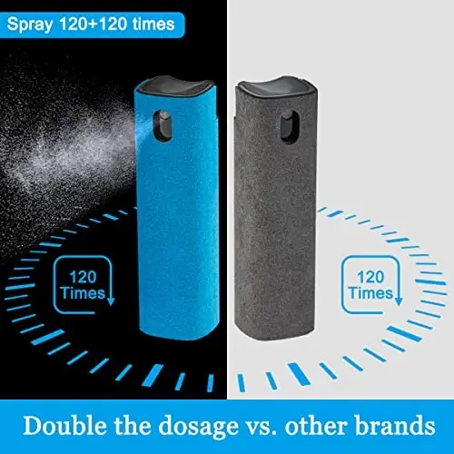 2 Pack Car Touch Screen Mist Cleaner, walrfid Laptop Screens and Phone Touchscreen Cleaning Kit for iPad, iPhone, MacBook Pro with Aipods Cleaning Pen, Small Brush and Eyeglass Cloth - Grey and Blue - 5