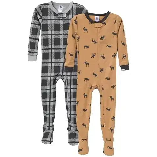 Gerber baby-boys 2-pack Snug Fit Footed Cotton Pajamas - MODAZONE