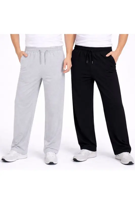 2li paket erkek baggy eşofman altı - siyahgribaggy - 1