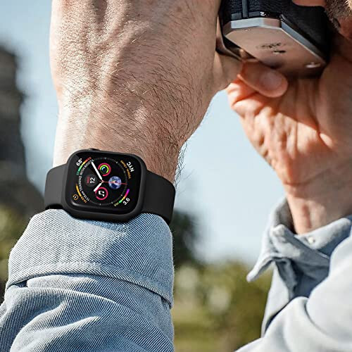 (2'li Paket) GEAK Apple Watch 44mm Serisi 5 için Sert Kılıf, Ekran Koruyucu ile, Tam Vücut Koruyucu Çerçeve Kılıfı iWatch Serisi 5/4 için, Pembe/Siyah - 4