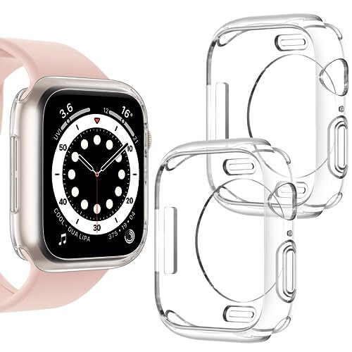 [2'li Paket] Goton Apple Watch Series SE2 SE 6 5 4 44mm İçin Tampon Kılıf, Ultra İnce Yumuşak TPU Darbeye Dayanıklı Kılıf Kapak Tampon Koruyucu iWatch Aksesuarları İçin (Ekran Koruyucu Yok) 44mm Şeffaf+Şeffaf - 2